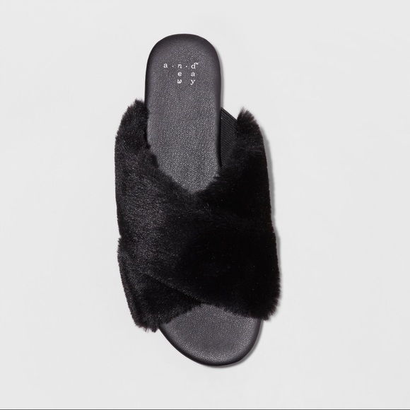 a new day Shoes - A New Day Frannie Fuzzy Fur Cozy Slide Sandals NWT